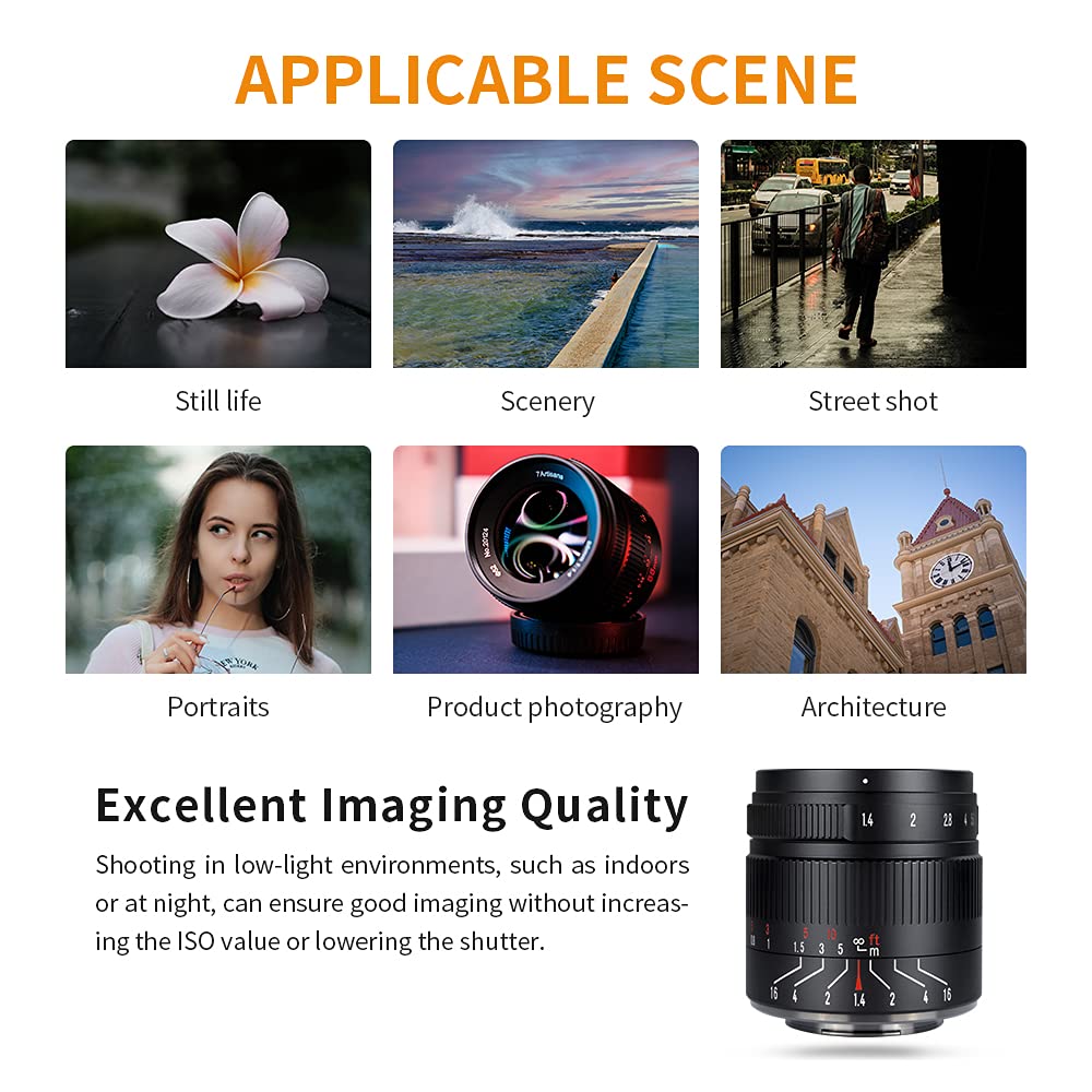7artisans 55mm Mark II Manual Focus Lens for Sony Mirrorless Including the and F1.4 APS-C E-Mount Cameras, NEX-6, NEX-7, A3000, A5000, A5100, A6000,
