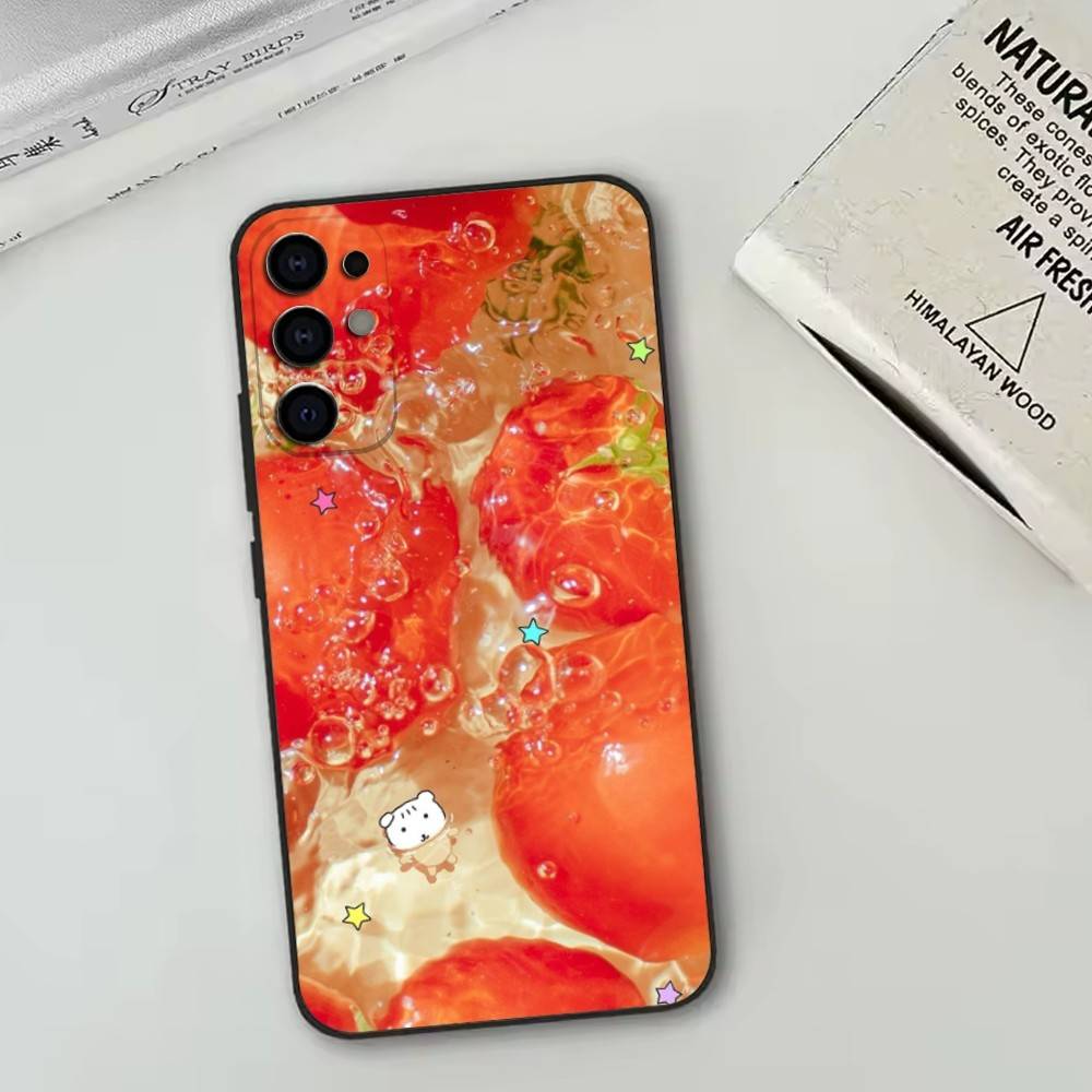 Помидор Мультяшный Милый Креативный Чехол Для Телефона Для Samsung S25,S24,S21,S22,S23,S30,Ultra,S20,Plus,Fe,Мягкий Силикон Черный Чехол