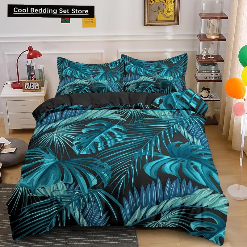 Комплект постельного белья «Природа» с изображением тропических зеленых листьев, джунглей и растений, пододеяльник с 3D-ботаническим рисунком из полиэстера