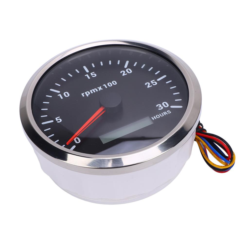 110мм 4 3 8 дюймов Тахометр 7 цветов подсветки DC 9 32В 3000 об/мин Прибор с счетчиком моточасов для автомобиля, яхты, дома на колесах, лодки, грузовика, черный