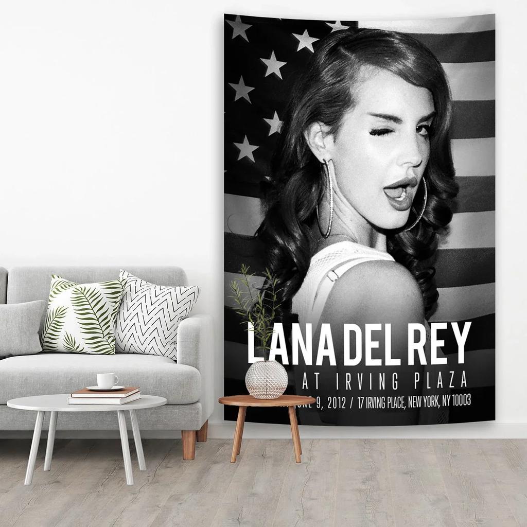 VIKAMA Полиэстер Баннер-гобелен Lana Del Rey Американская поп-звезда Настенный декор Для улицы и помещения Подвесной для дома Общежития