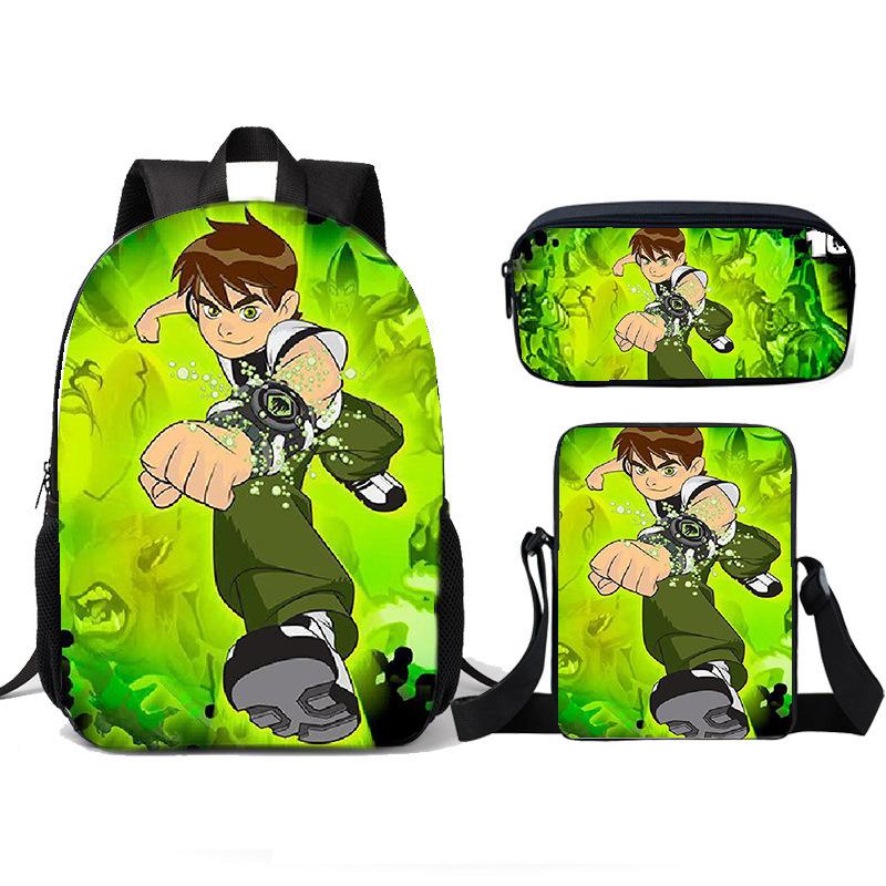 Рюкзак для подростка-хакера BEN10, рюкзак для начальной школы, набор из трех предметов, детский рюкзак, сумка через плечо, пенал