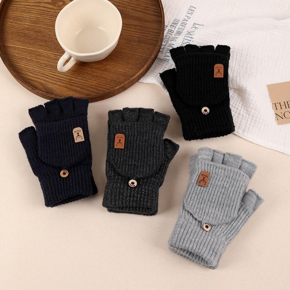 Knitted Warm Gloves Solid Color Skiing Gloves New Flip Flap Gloves  Unisex