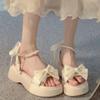 Princess Sandals Women's Summer 2025 New Bow Internet Celebrity Platform Outside Wearing Fairy Style with Skirt Roman Shoes