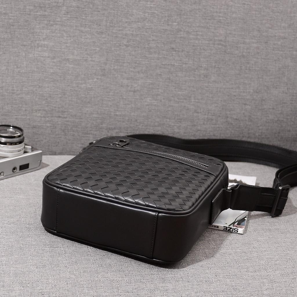 Кожаная плетеная мужская сумка через плечо, деловая, повседневная, большая вместительная сумка через плечо, модная сумка