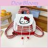 Рюкзак школьный детский Hello Kitty в красную клетку из дышащего холста для детского сада