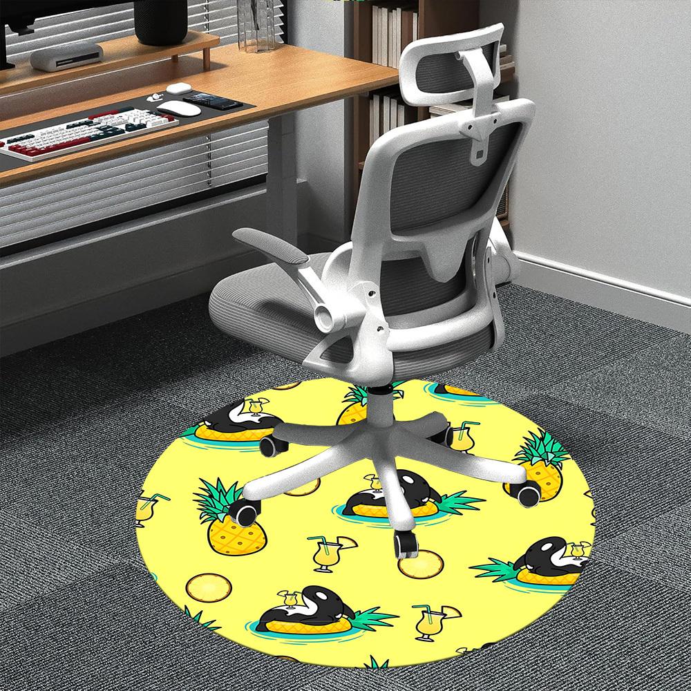 1pc Pineapple Orca Office Round Area Rug,  Mat Suitable ForOffice, Under Office Chairs Bedroom Living Room Home Decor, Room Deco