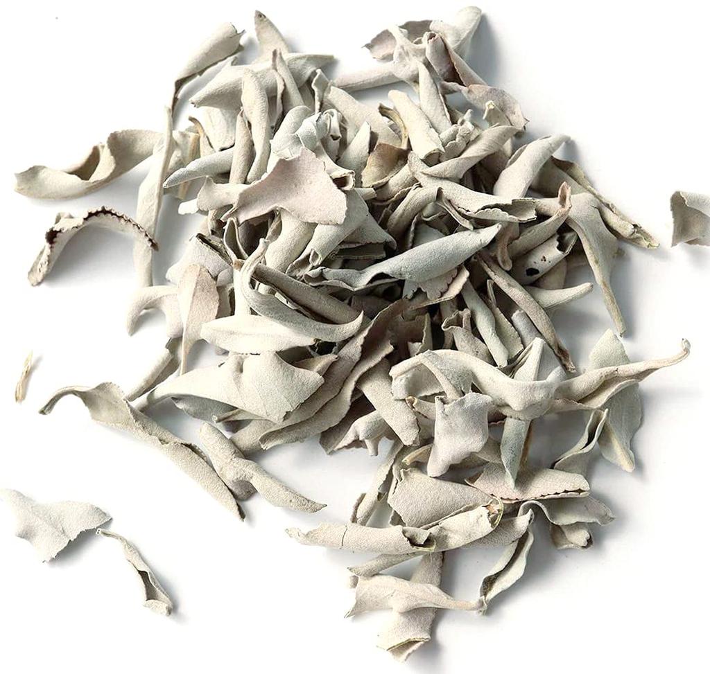 [ЗОЛОТОЙ КАМЕНЬ] Белый шалфей без пестицидов из Калифорнии, примерно 50 г (Без веток, Измельченный)