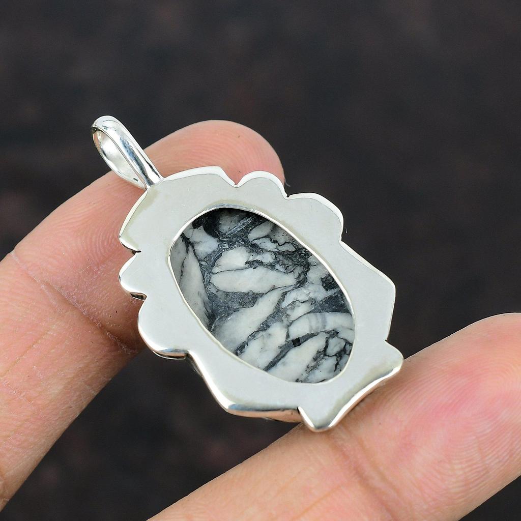 Подвеска Pinolith Jasper, оригинальный кулон из драгоценного камня, дизайнерское украшение ручной работы, кулон из стерлингового серебра 925 пробы, уникальный стиль, кулон, подарок для друга
