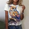 Summer Round Neck 3D Horse Cat Owl Pattern Printed Top Fashionable Casual Cute Short Sleeved Women's T-shirts