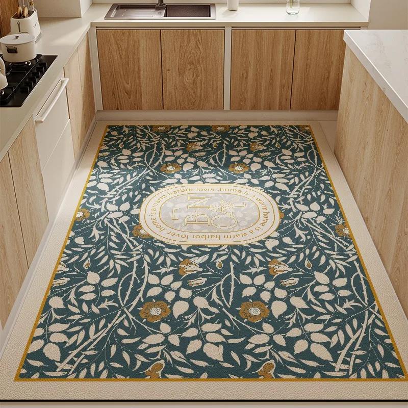 Коврик для кухни, виниловый ковер, ПВХ, водонепроницаемый кожаный коврик, большой розовый цветок, цветочный пасторальный стиль, ковры для украшения дома