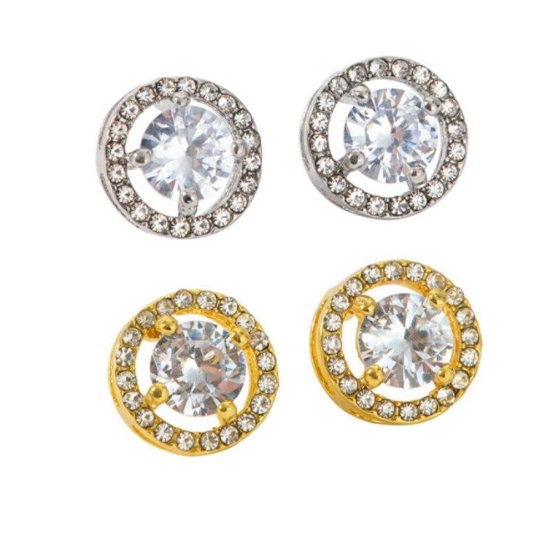 2pcs Crystal Earrings For Women Fashion Trendy Round Stud Earrings Holiday Party Gifts