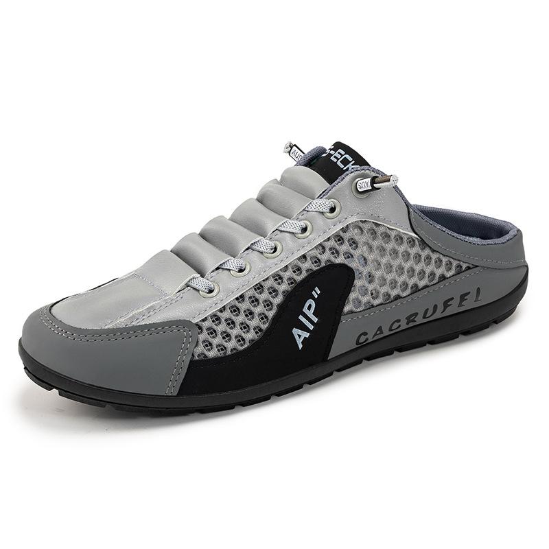 Мужская обувь лето новая мода шлепанцы удобные дышащие сандалии сетка один педаль повседневная обувь сращивание одинарная обувь