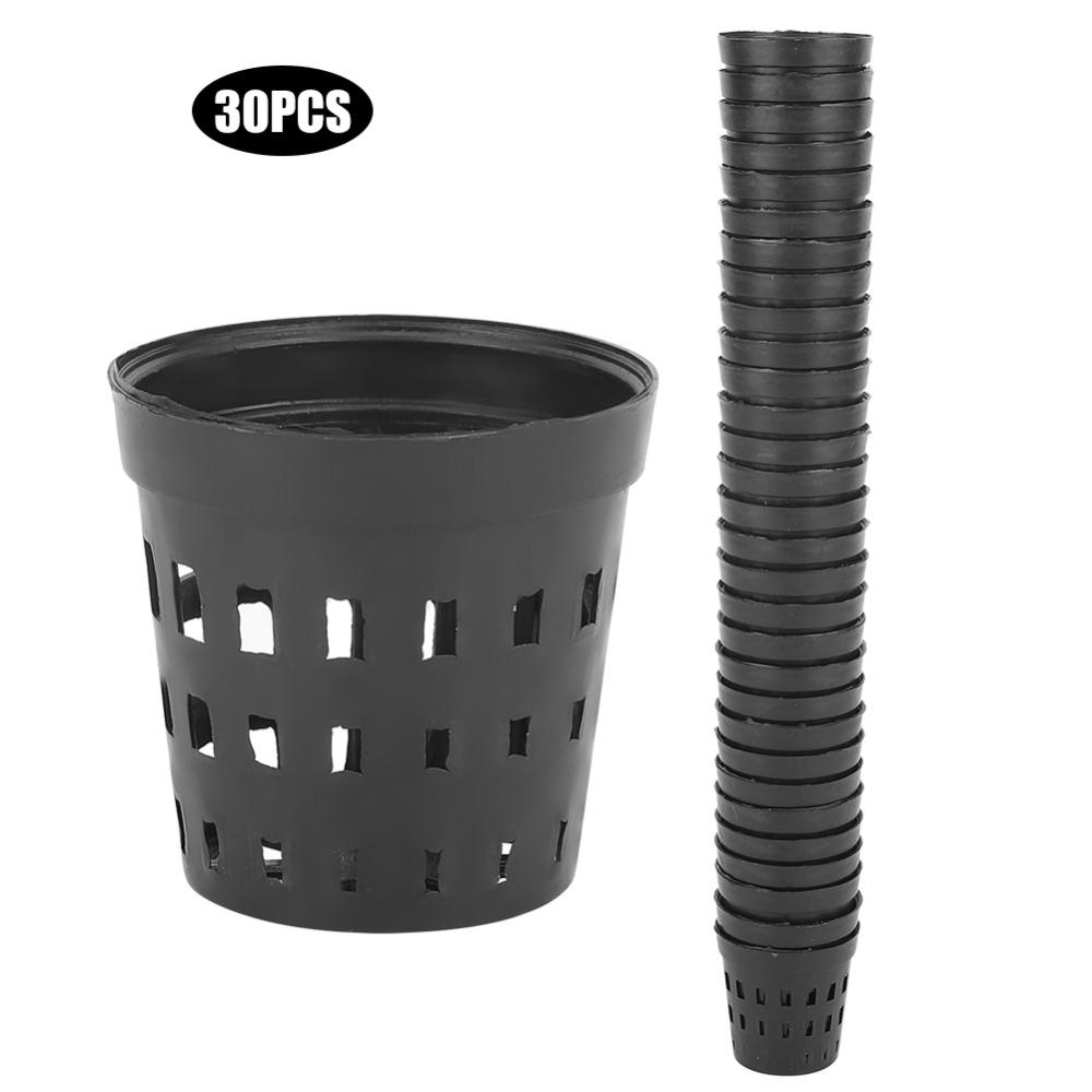 30pcs Drainage Function Water Plant Basket Black Fish Tank Basket Outdoor Growing