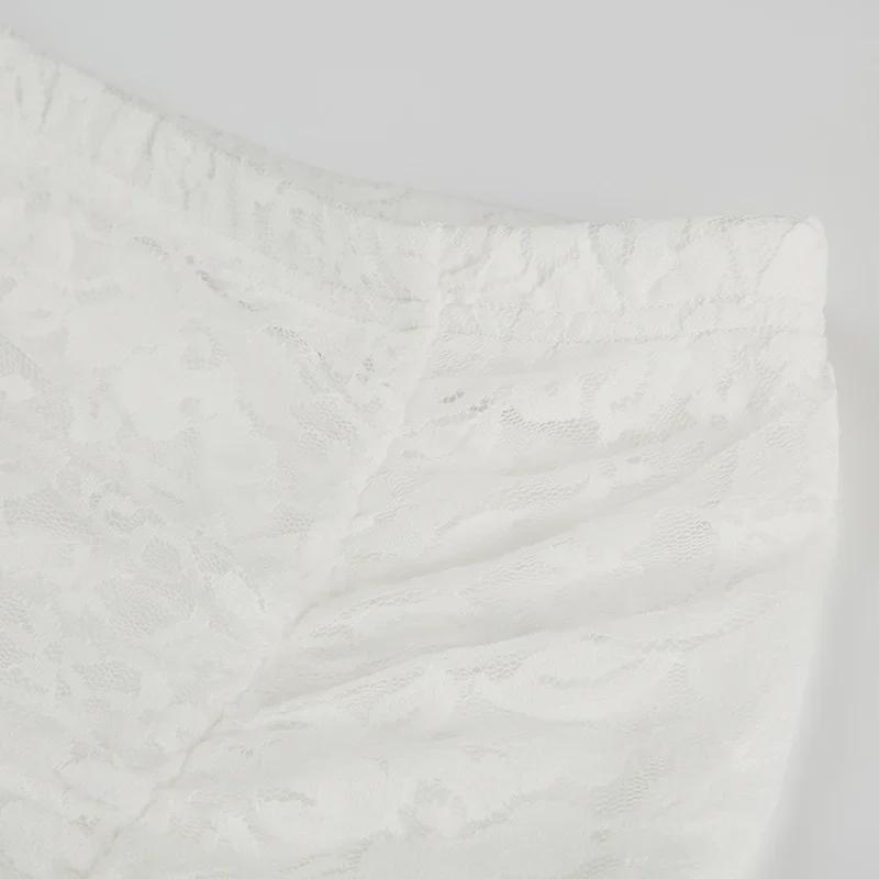 2024 Elegant Lace Slit Skirt with Bowknot & Ruffles