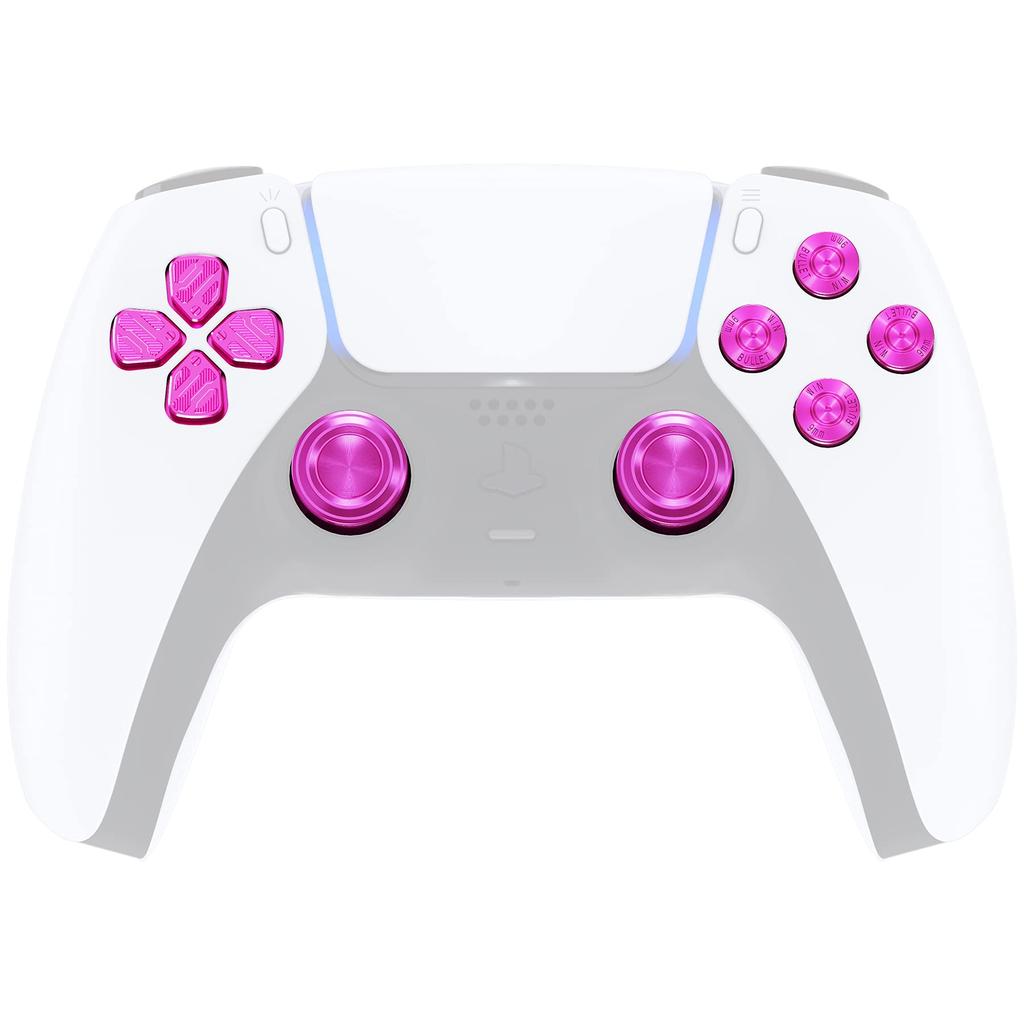 eXtremeRate Metal Thumbstick ABXY Button Compatible with PS5 Custom Replacement Aluminum Analog Thumbstick Action Button Direction Button Compatible