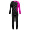 Kids Girls Long Sleeve Shiny Rhinestone Decor Dance Slim Fit Gymnastics Skating Leotard Jumpsuit