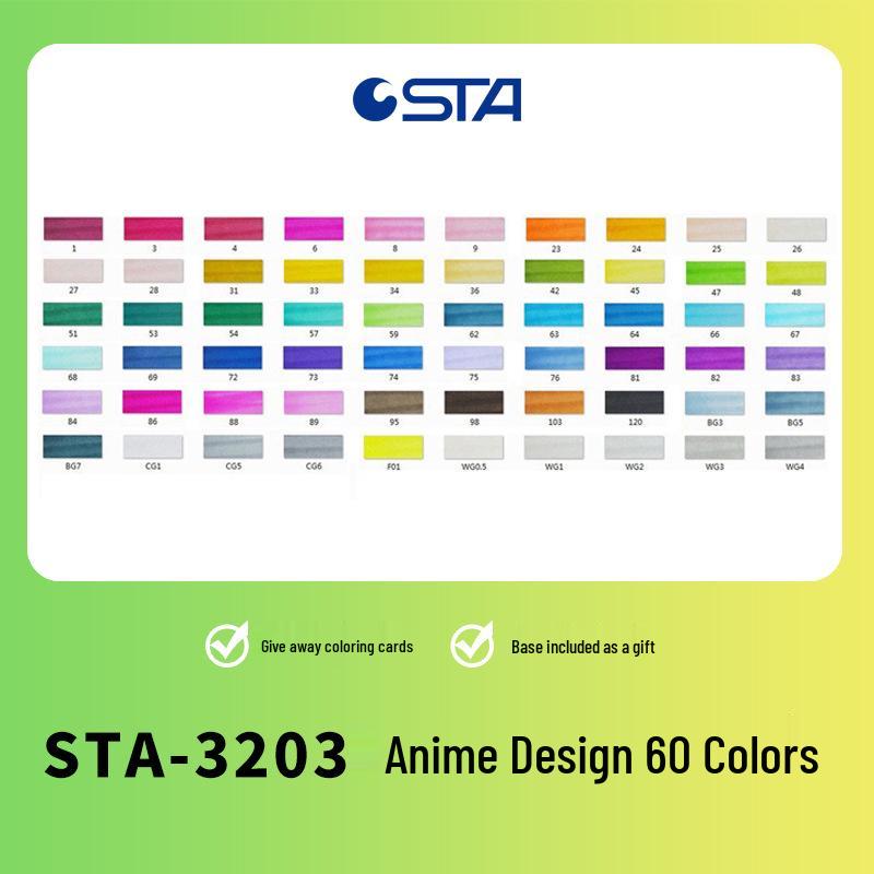 Двусторонние маркеры на масляной основе Sta 3203 - Быстросохнущие для студенческого творчества и дизайна интерьера.