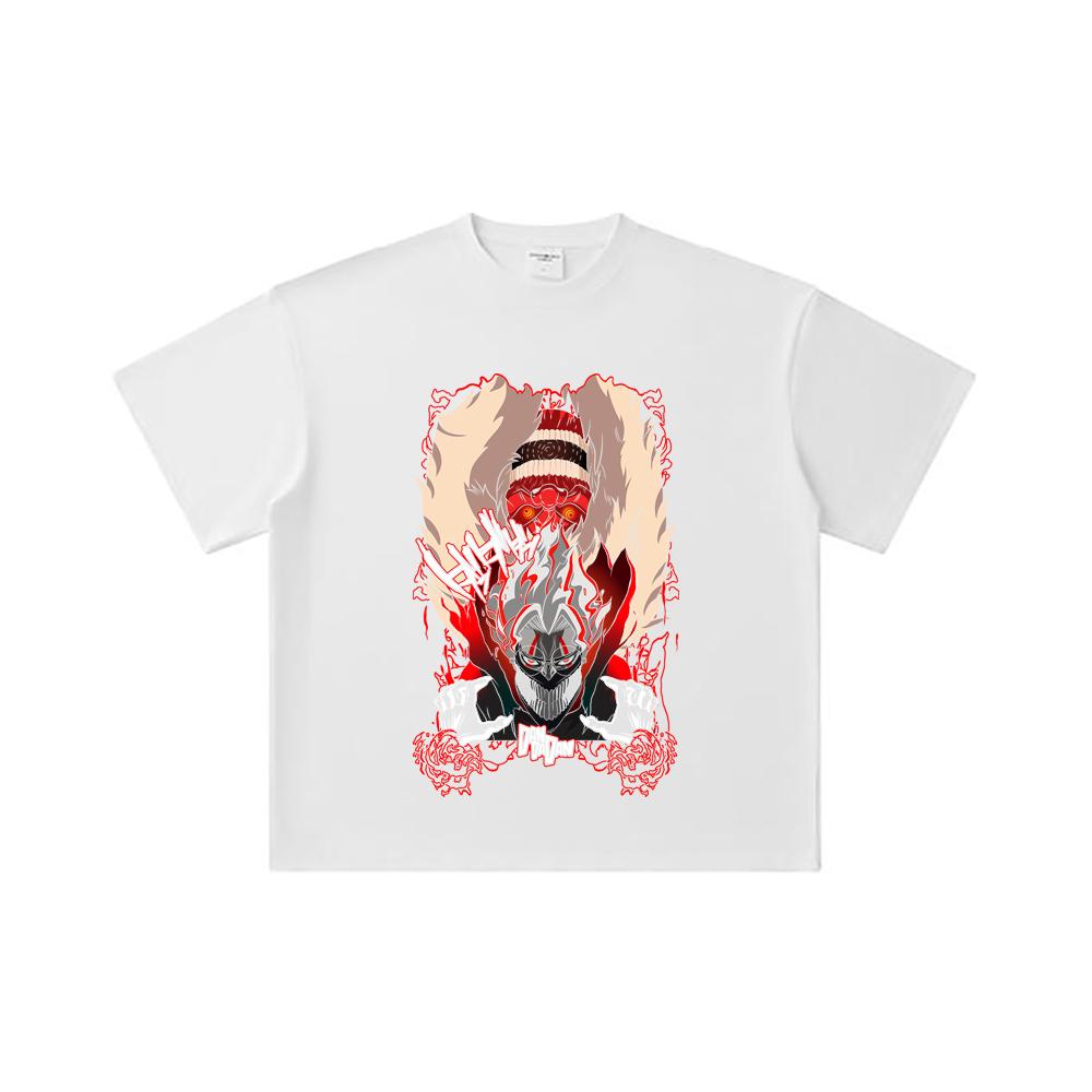 260 GSM Double Yarn 32 Count 100% Cotton Dandadan V34 Okarun Turbo Print Unisex Heavy Cotton T Shirt