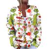 Женская мода рождественский принт длинный рукав вязаный кардиган пуховик