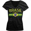 Brasil Distressed Flag Brazilian Pride Brasil Soccer Juniors V Neck Unisex T-shirt