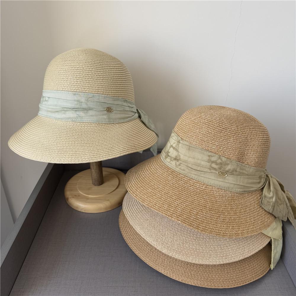 Straw hat versatile big eaves sun hat summer travel bucket hat face small shade sun hat