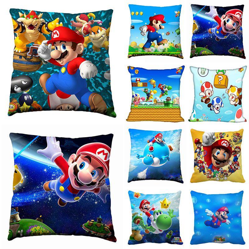 Чехол для подушки с персонажем Super Mario 17,7 дюйма на молнии Мягкий материал Домашний декор