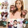 14Colors Girl Winter Warm Fluffy Plush Gloves Fingerless Bear Cat Paw
