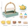 Wooden Tea Party Set for Little Girls Toys with Cupcake Stand Role Playing Play Kitchen