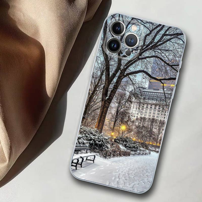 Зимний чехол для телефона New York Central, мягкий силиконовый чехол для iphone 14 13 12 11 Pro Mini XS MAX 8 7 6 Plus X XS XR