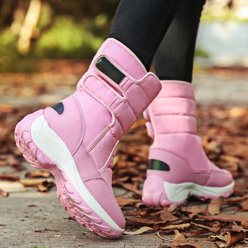 Женские ботинки, нескользящие, водонепроницаемые, зимние, полусапоги, женские зимние ботинки на платформе с толстым мехом, высокие сапоги до бедра Botas Mujer