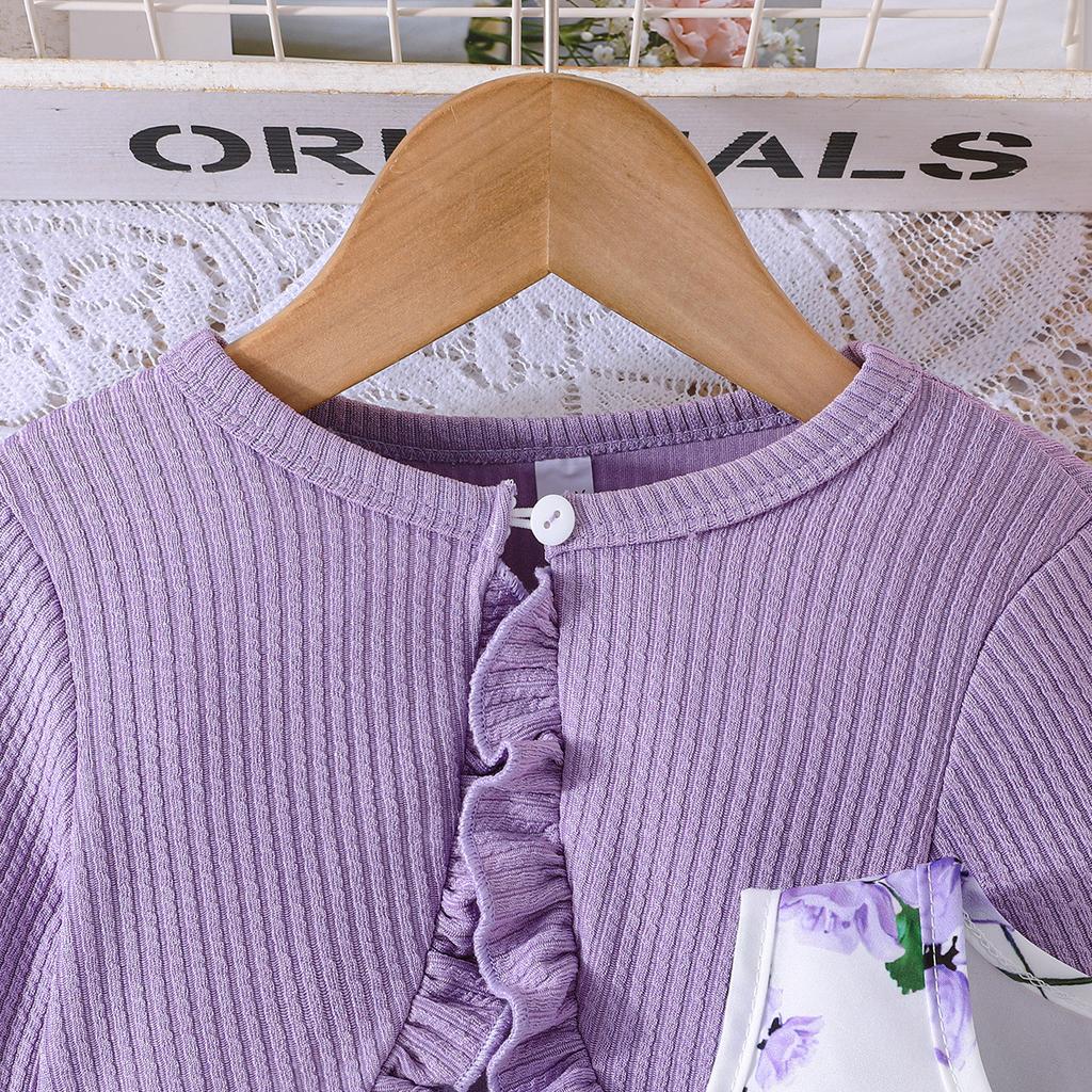 Children's 2-8Y Skirts Spring and Autumn Models Baby Colorful Halter Dress + Solid Color Jacket Fashion Baby Suit