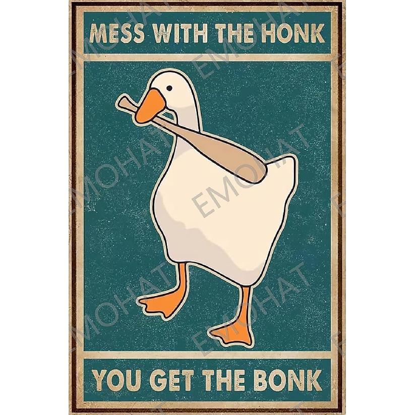 Generic Metal Poster Signs Tin Metal Sign Goose Mess With The Honk You Get The Bonk For Home Kitchen Restaurant Coffee Bar Wall Decor Art Bar