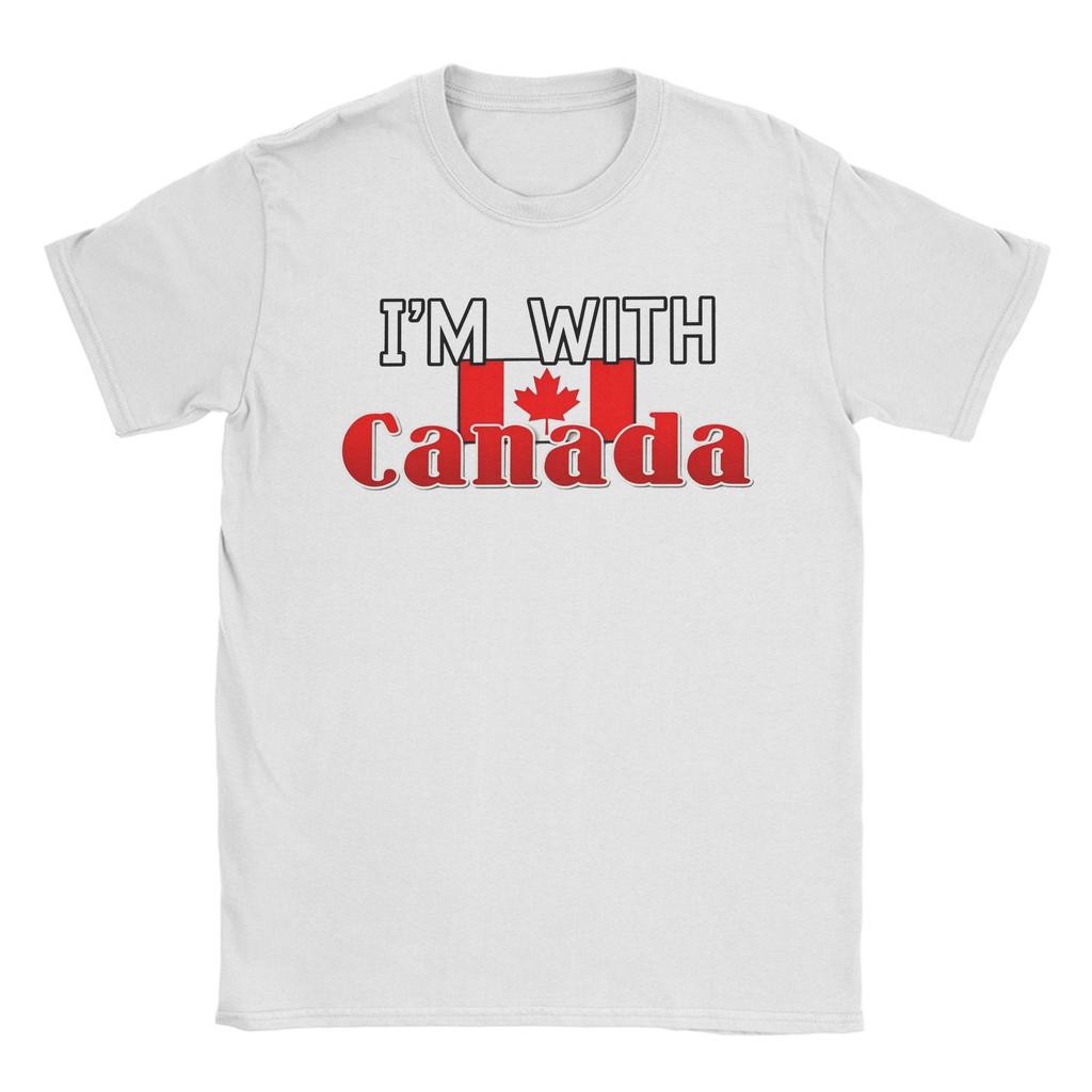 Модная футболка I'm With Canada для мужчин, хлопок, короткий рукав, круглый вырез, летняя одежда