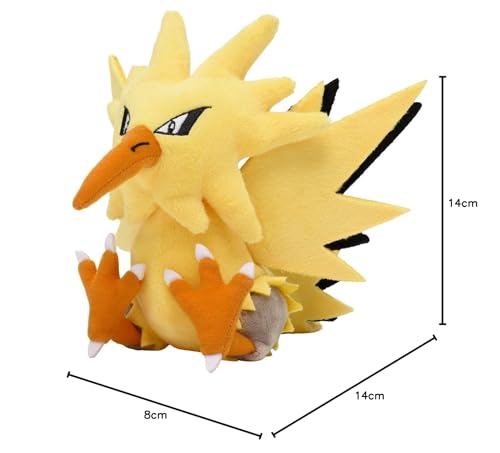 Оригинальная плюшевая игрушка Pokémon Center Pokémon fit Zapdos 14 x 20 x 8 (В x Ш x Г: см)