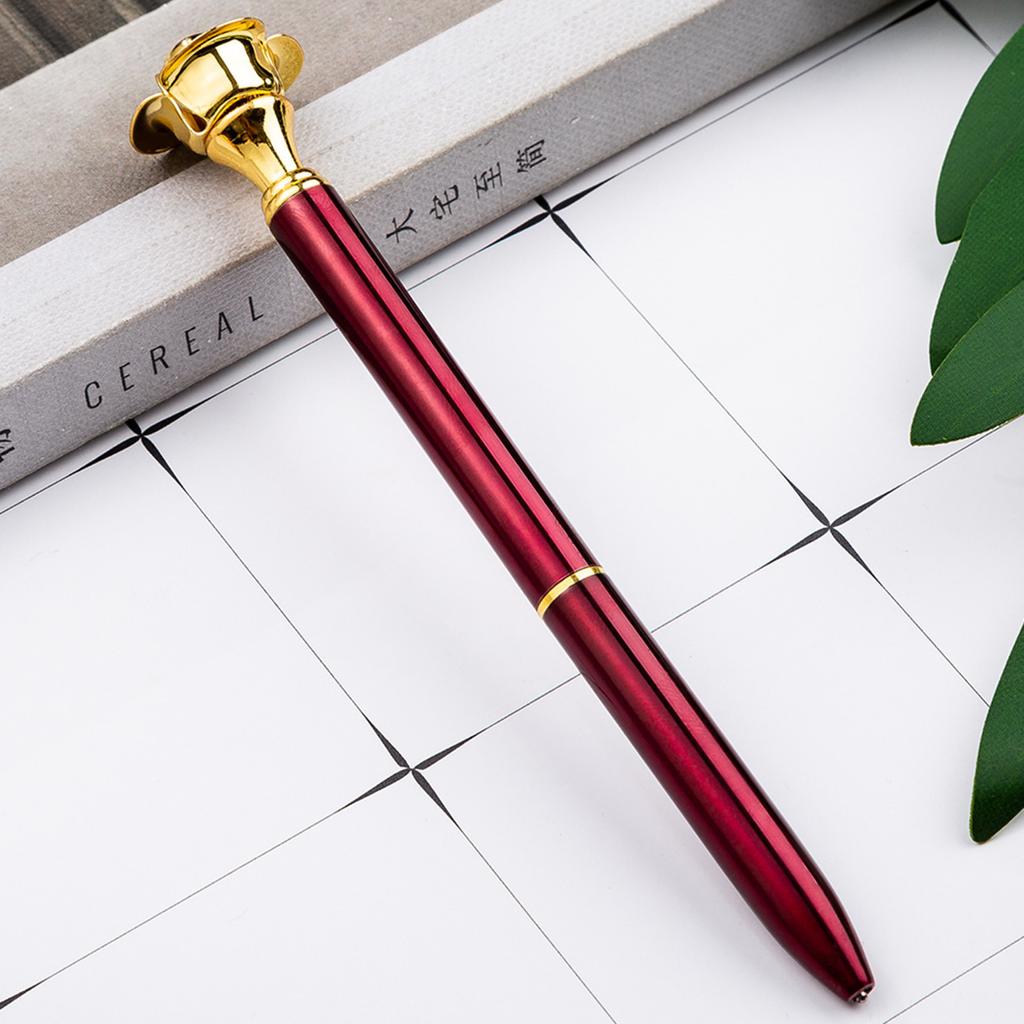 1 шт., красивая металлическая шариковая ручка с цветком розы, интересная шариковая ручка, школьные канцелярские принадлежности, школьные канцелярские принадлежности