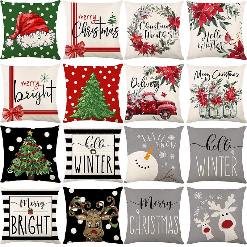 New Christmas Pillowcase Bedroom Sofa Decoration Cushion Bed Backrest Festive Decoration