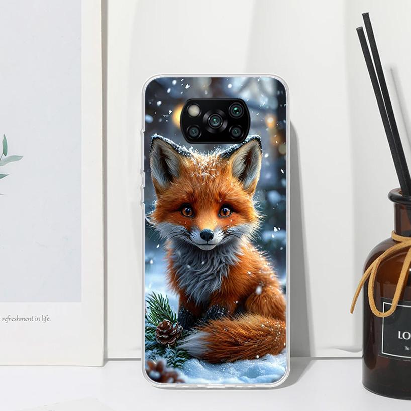 Animal Fox Phone Case For Xiaomi Poco X7 X6 X5 M7 M8 Pro F7 Ultra Redmi 15C 15 13C 13 12C 12 10 10C 10A Art Fundas Poco X7 X6 X5