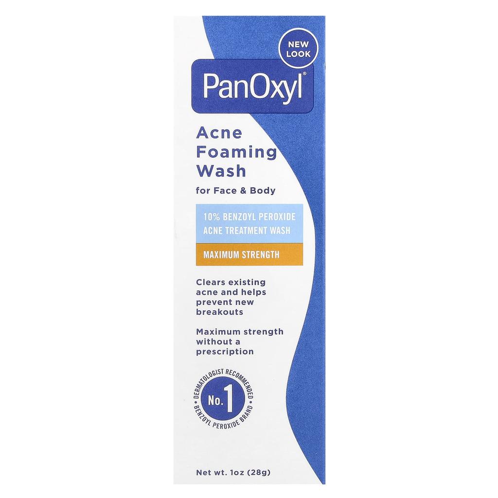PanOxyl Acne Foaming Wash, Maximum Strength, 28g (1oz)