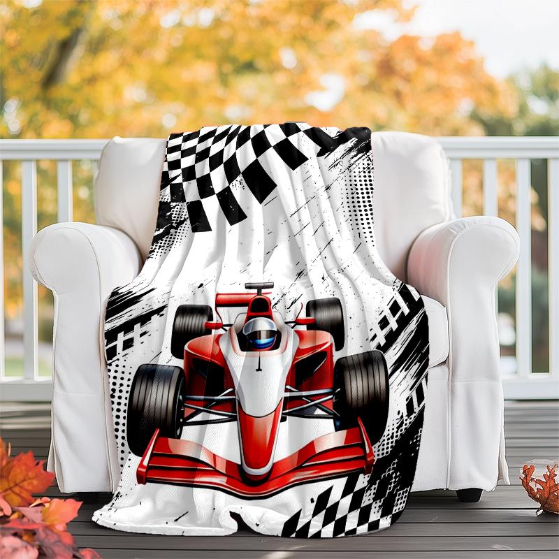 Racing Theme Printed Blanket - Perfect for Couch, Bed, Travel & Outdoor Use | Machine Washable, Cozy & Durable.