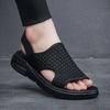 Весна-Осень, повседневные мужские сандалии в повседневном стиле, уличная пляжная модная черная дышащая обувь без шнуровки, прогулочная обувь на плоской подошве