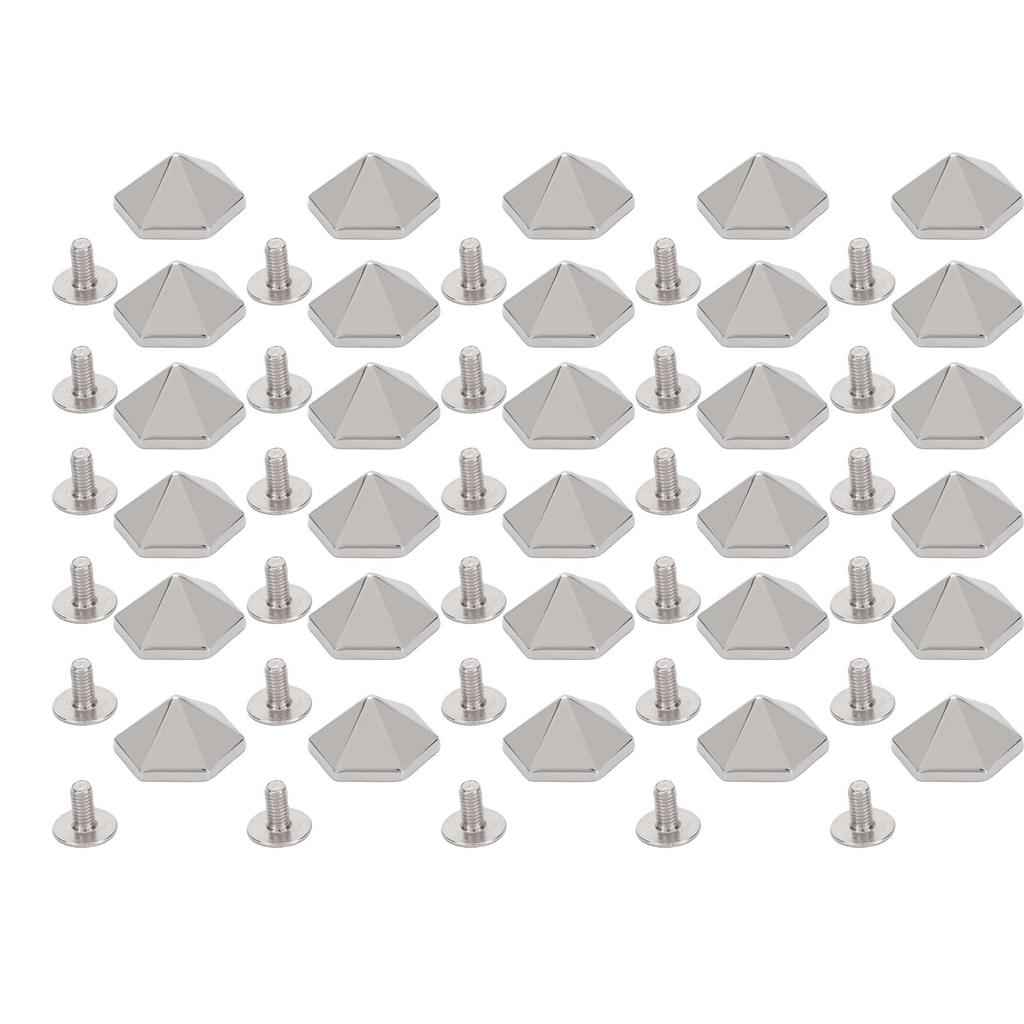 30 Sets Screw Rivets Multifunctional 12mm Gold Color Hex Pyramid Shape Iron Screw Leather Craft Rivets for Handcraft