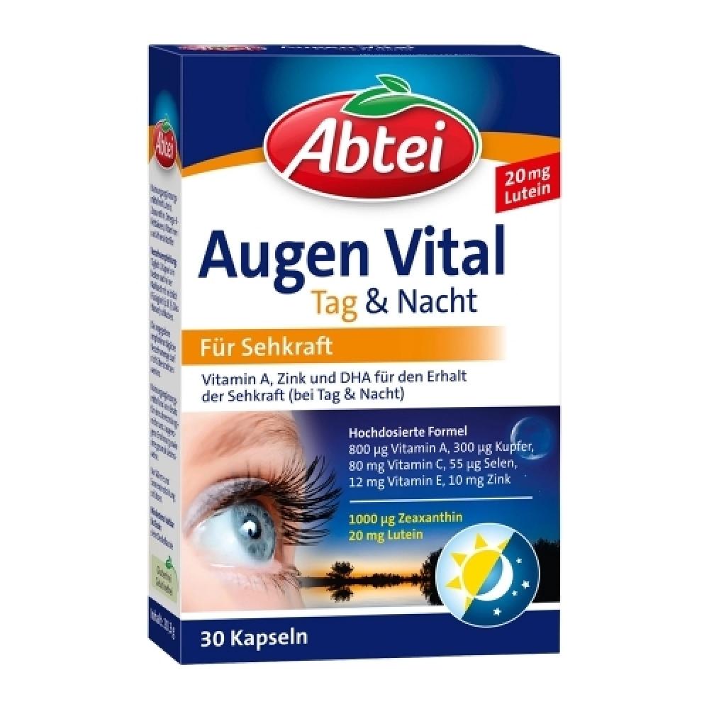 Немецкие Abtei Augen Vital Питание для глаз День и Ночь 30 Таблеток