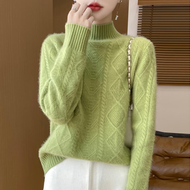 Women Sweater 100% Wool MODERN NEW SAGA Turtleneck Knit Pullover Thick Winter Jumpers Female Knit Tops