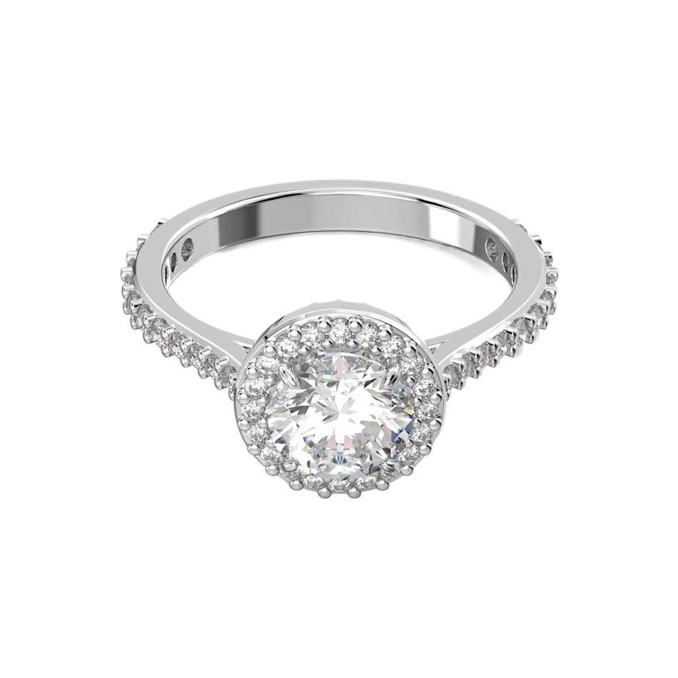 Swarovski Ангельское персонализированное кольцо с круглым бриллиантом, инкрустированное, женское кольцо, серебро 5642622