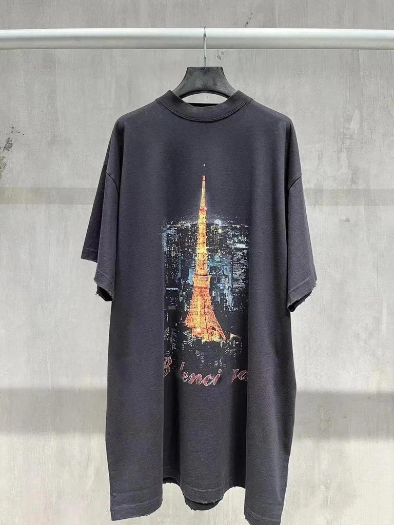 Футболка унисекс с коротким рукавом Nanyou Eiffel Tower Night View в европейском стиле