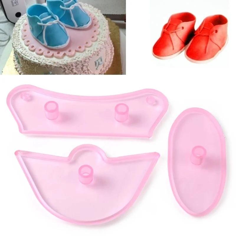 Cake Cutter 1 Set Baby Birthday Shoes Bootee Cookie Cake Fondant Decorating Plastic Cutter Mold Baking Pastry Fondant Tools