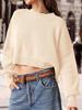 Fashion Solid Color Loose Pullover Round Neck Long Sleeve Knitted Sweater Women