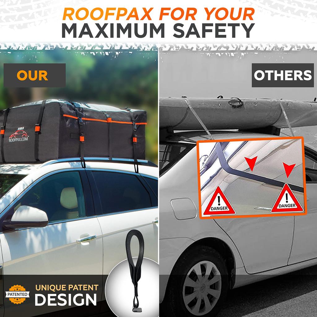RoofPax 6 Rooftop Cargo Tie Down Hook Straps Waterproof to Strap Down Any Car