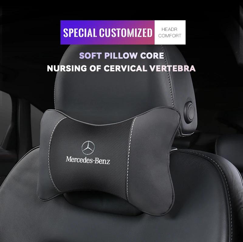 DRZ3 Hot 2025 1PCS Car Seat Headrest Auto Logo Neck Pillow For Mercedes Benz AMG W203 W204 W205 W209 W210 W211 W212 W176